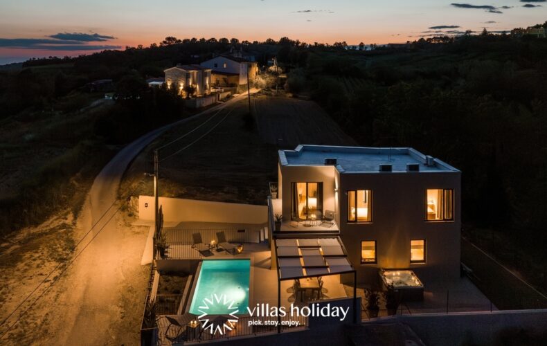 Aerial night view of Villa Venta